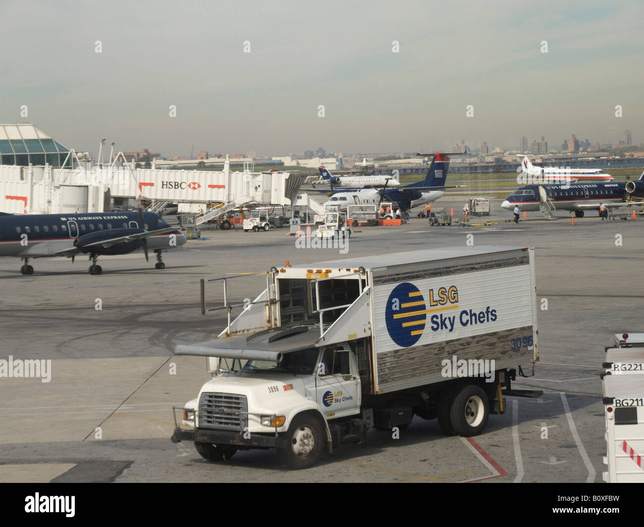 Catering truck waits in airport Stock Photo