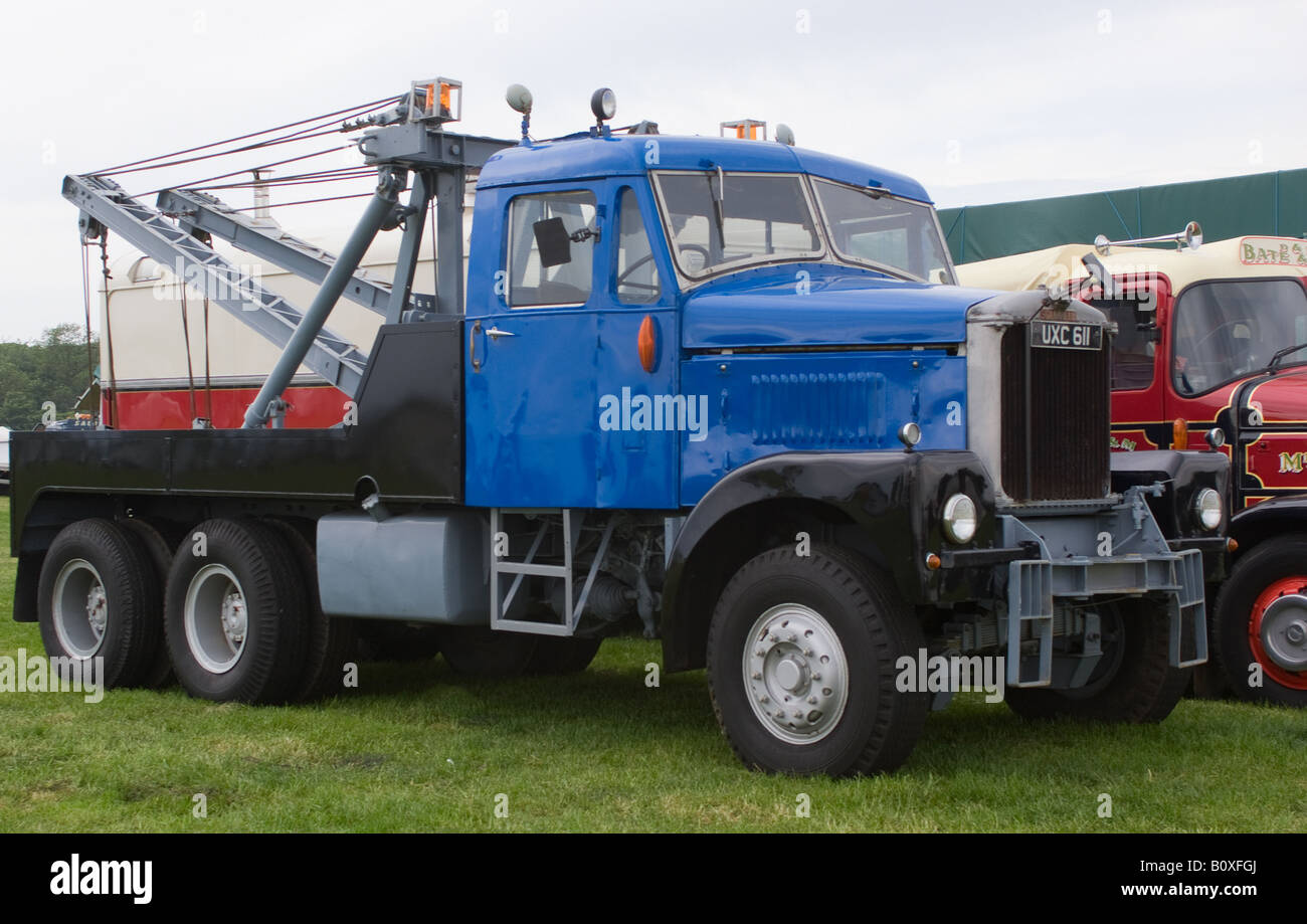 Scammell Junior Constuctor Wrecker and Highwayman Trucks at Smallwood Vintage Rally Cheshire England United Kingdom Stock Photo