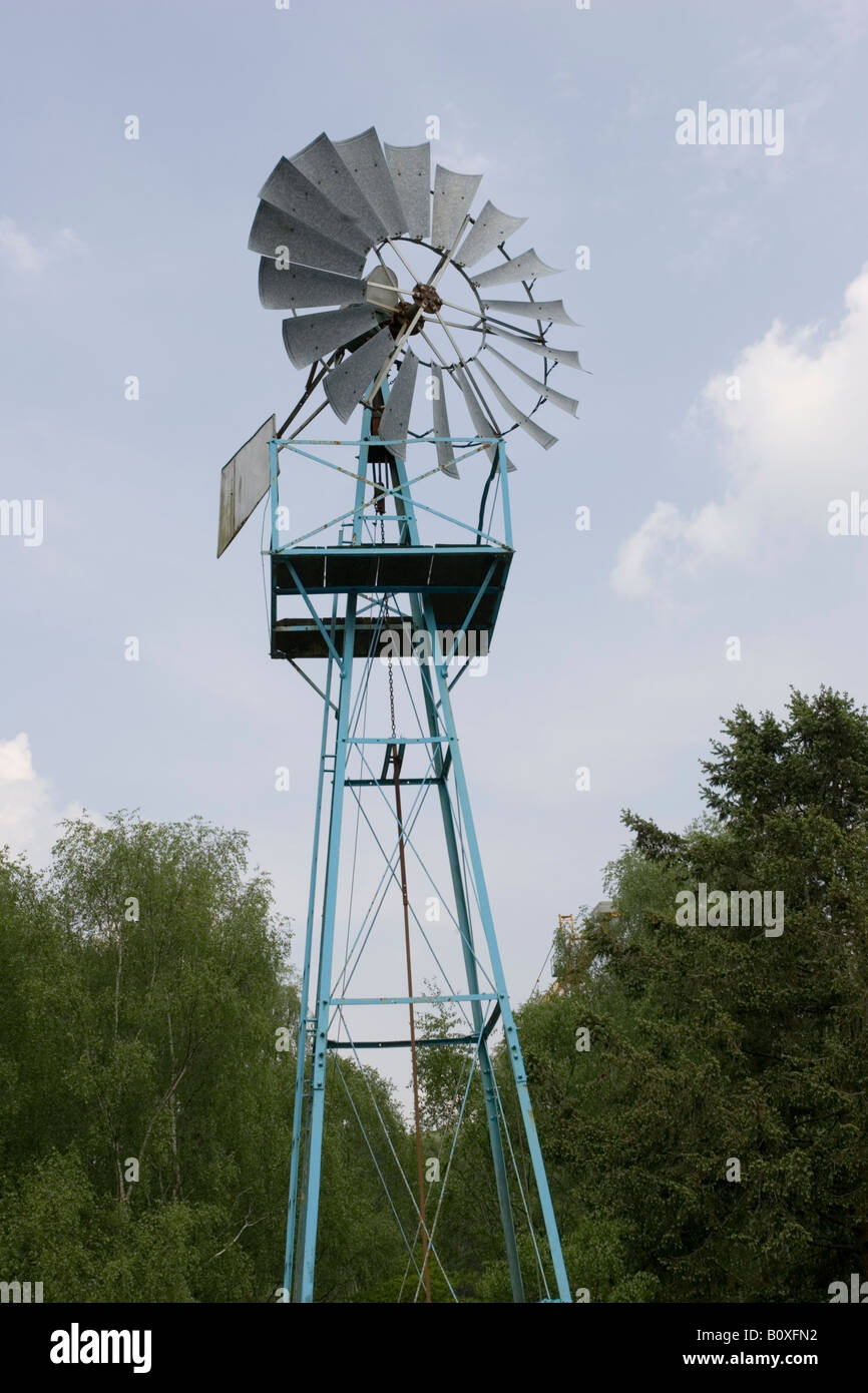 Wind powered water pump Centre for Alternative Technology Wales UK Stock Photo