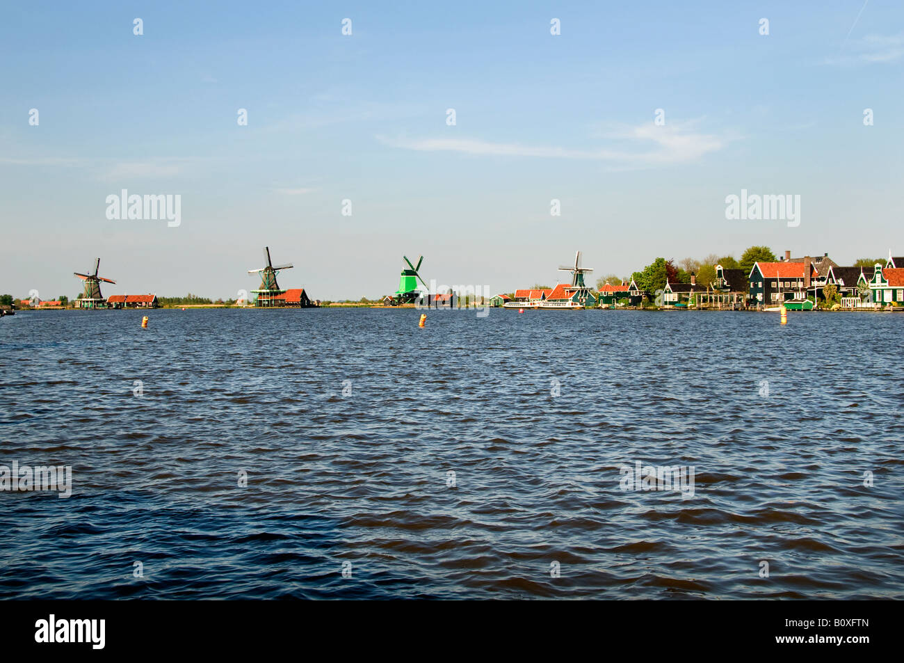 Netherlands Village Zaanse Schans Noord Holland North Holland Zaandam Dutch Windmills Windmill industrial energy power Stock Photo