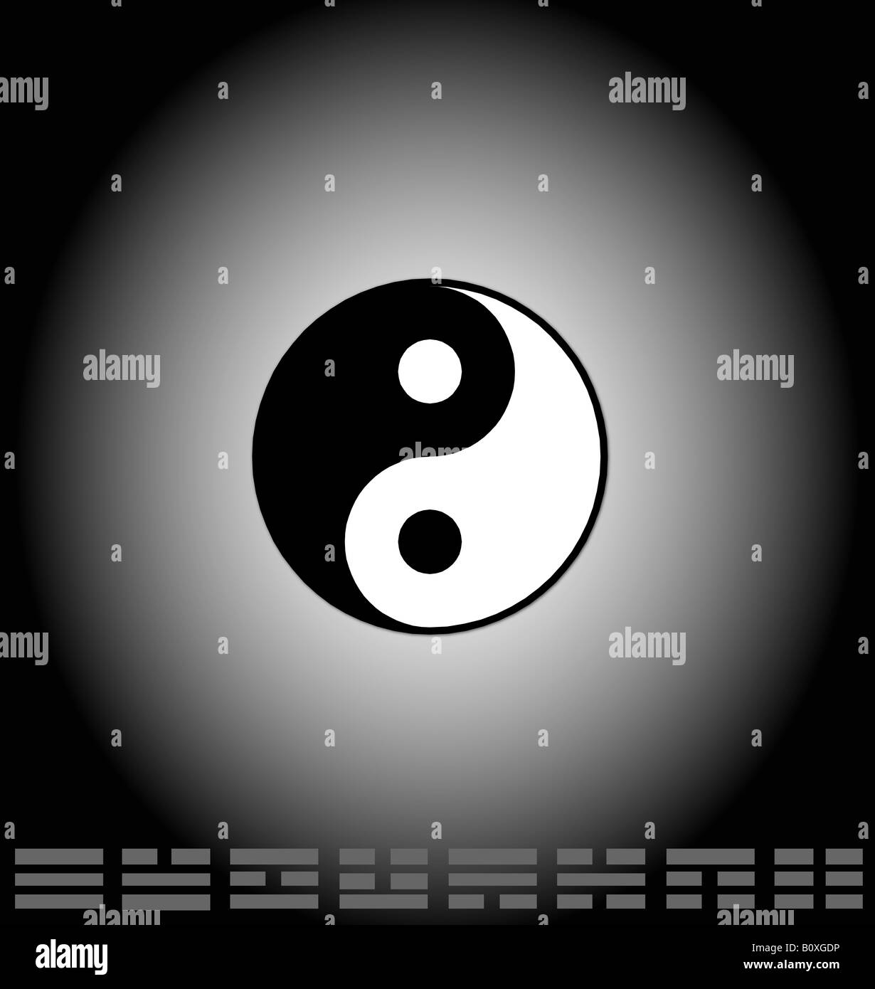 Yin Yang and bagua illustration Stock Photo