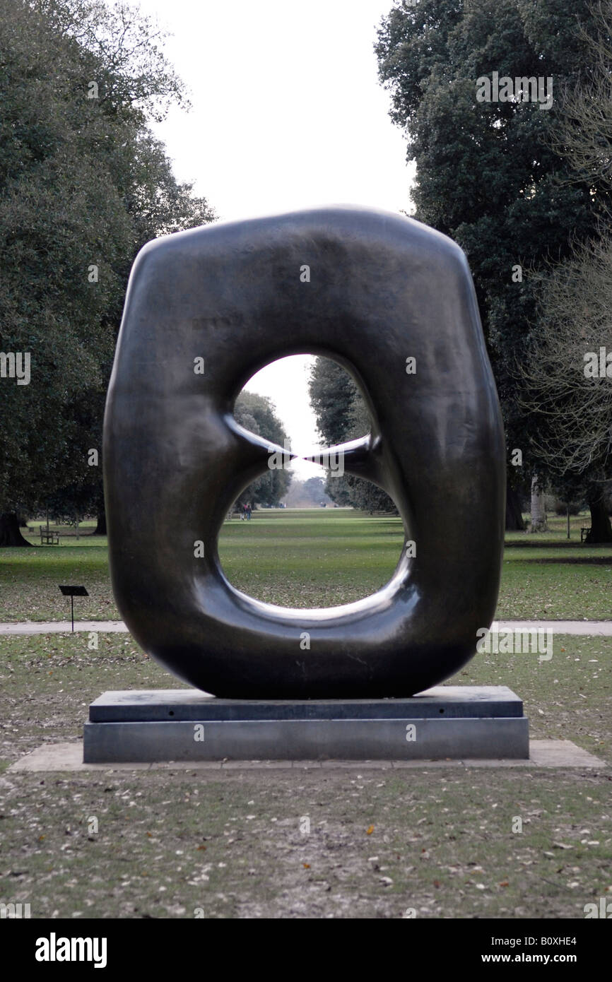 Henry Moore metal bronze sculpture of oval figure with two points