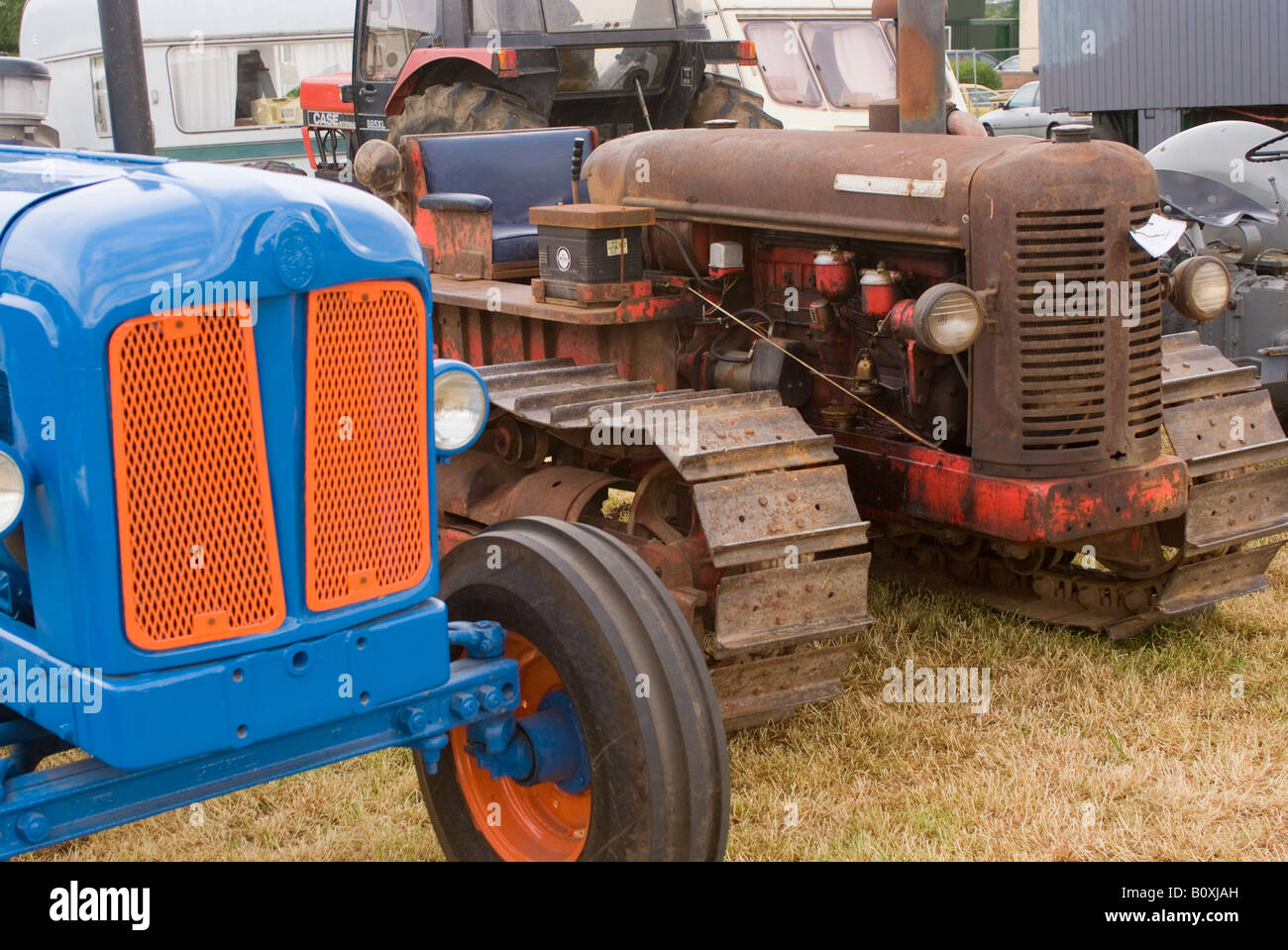 Old Rusty David Brown Caterpillar Tractor with Tractor Radiator at Smallwood Vintage Rally Cheshire England United Kingdom UK Stock Photo