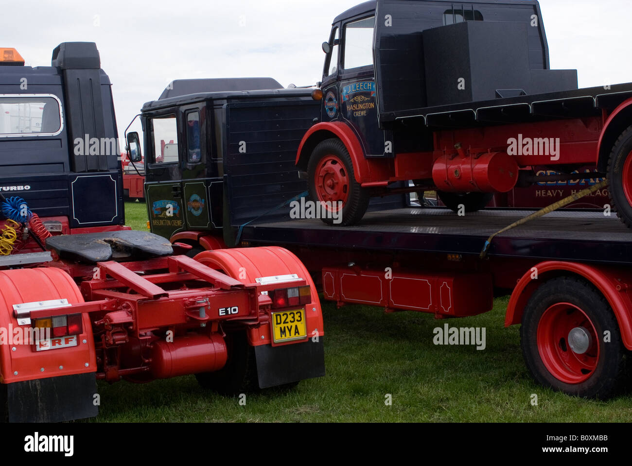ERF E10 Articulated Tractor Unit with ERF and Guy Vixen Flatbed Trucks at Smallwood Vintage Rally Cheshire England UK Stock Photo