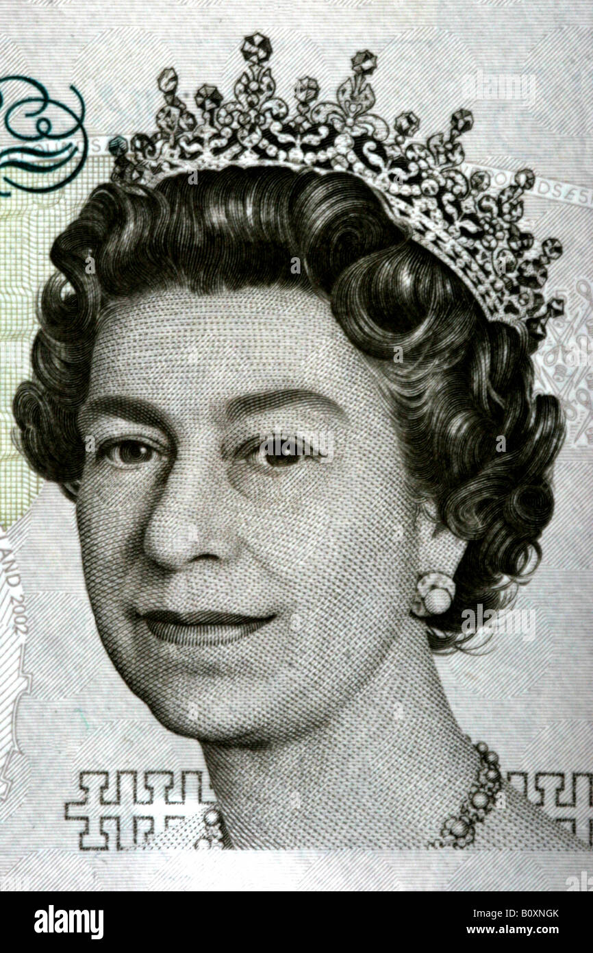 Head of Queen Elizabeth 2 from a banknote Stock Photo - Alamy