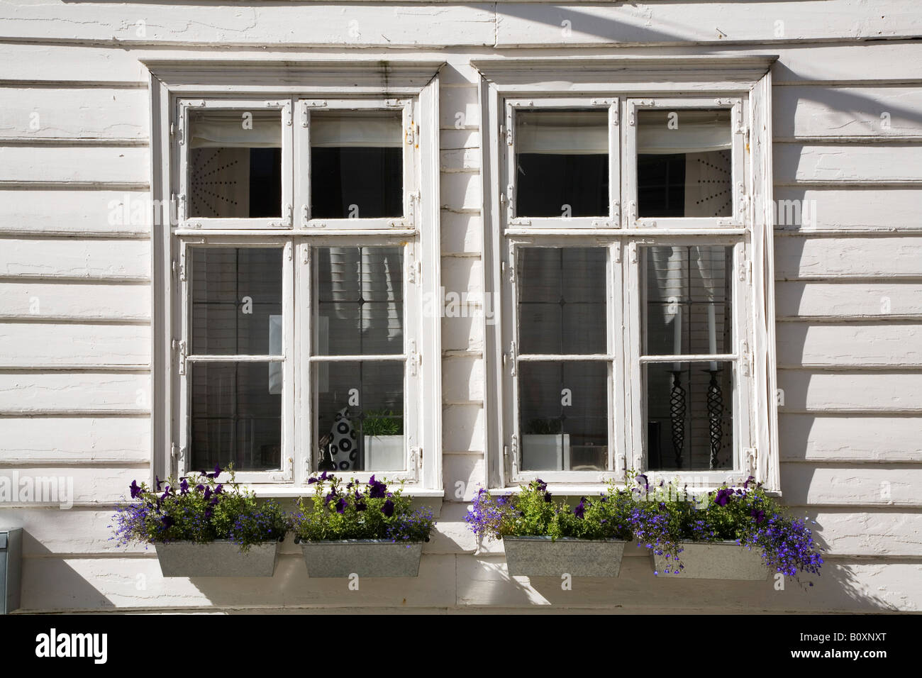 Norway, Bergen, frame house, sash windows Stock Photo