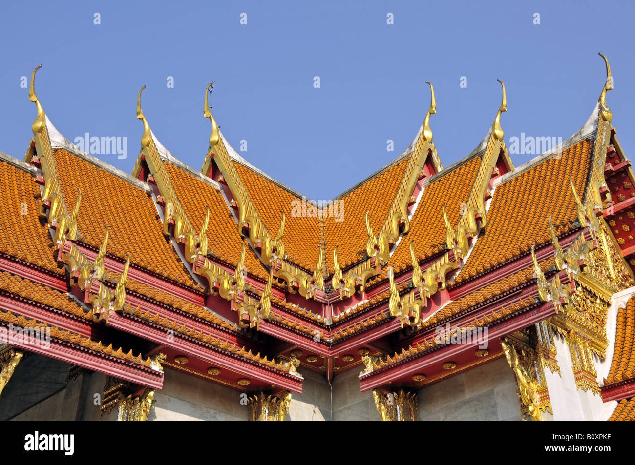 roof of the marble temple (Wat Benchamabophit), Thailand, Bangkok Stock Photo