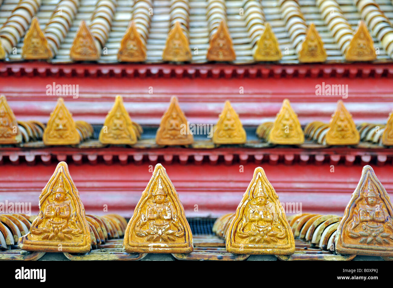 roof decoration of the marble temple (Wat Benchamabophit), Thailand, Bangkok Stock Photo