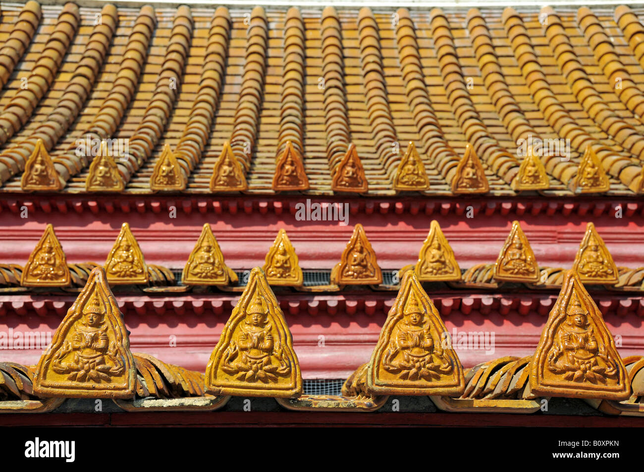 roof decoration of the marble temple (Wat Benchamabophit), Thailand, Bangkok Stock Photo