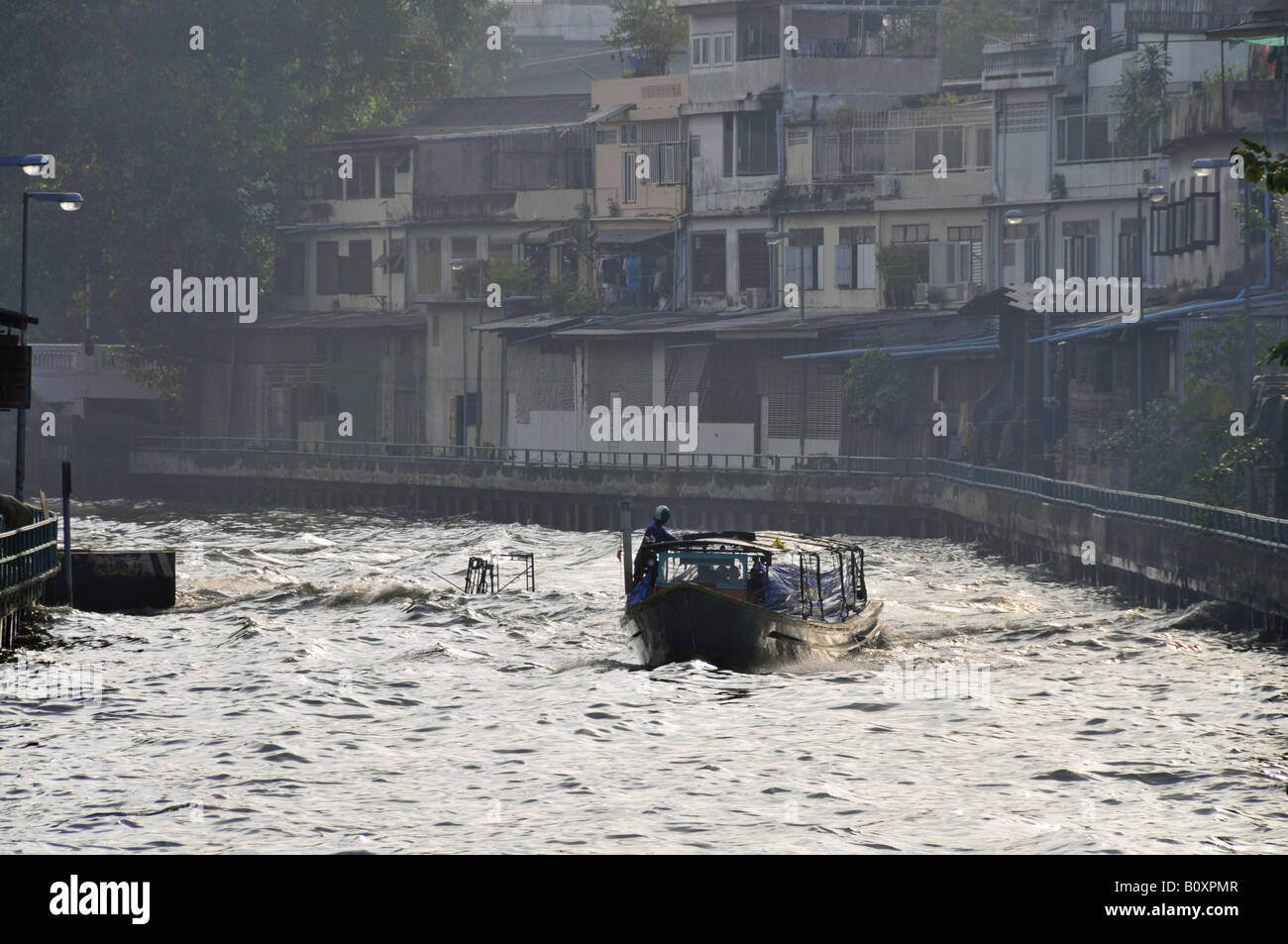 Klong and public-transit boat, Thailand, Bangkok Stock Photo