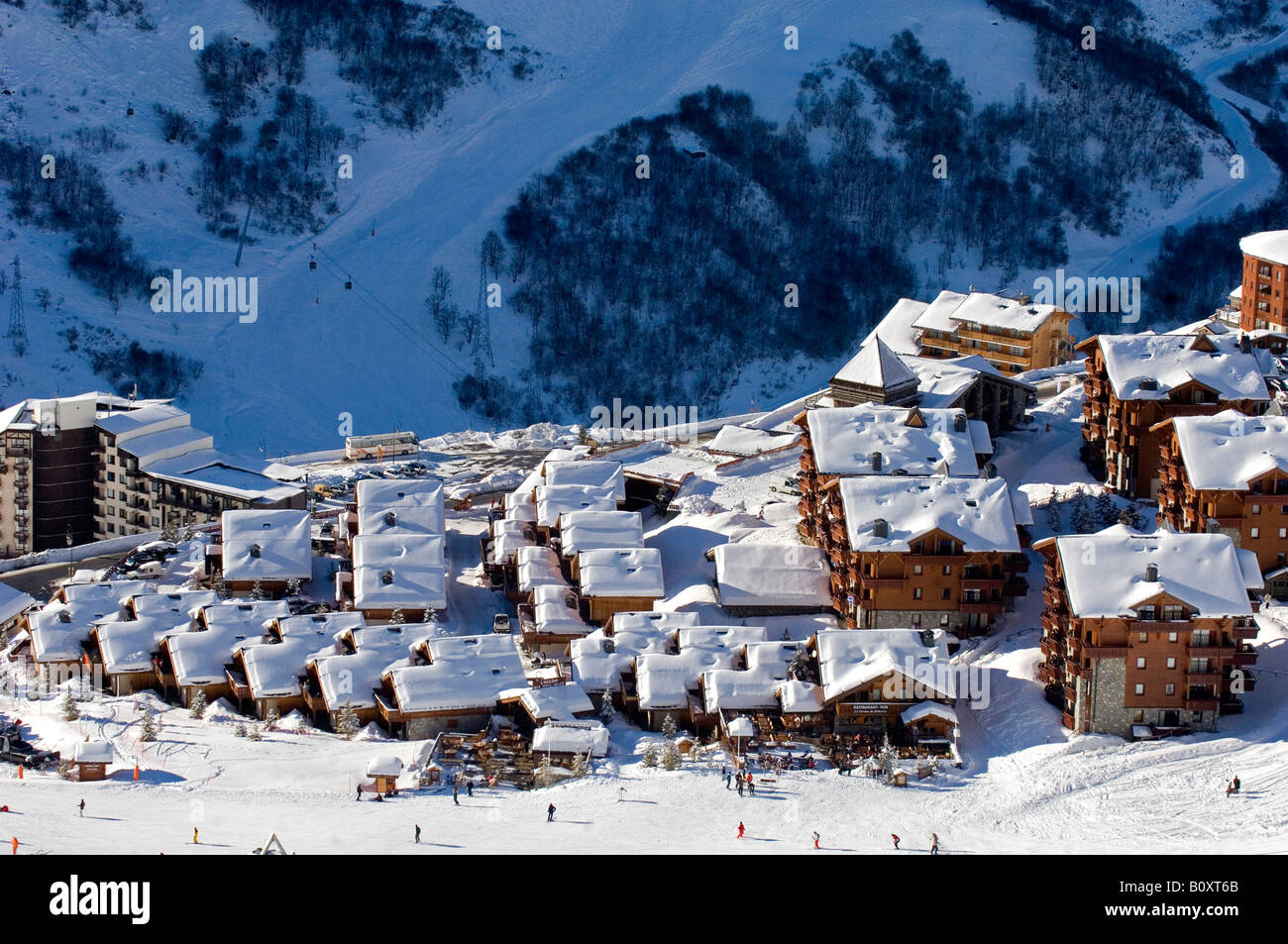 village in the ski resort Les Mnuires, France, Alps Stock Photo