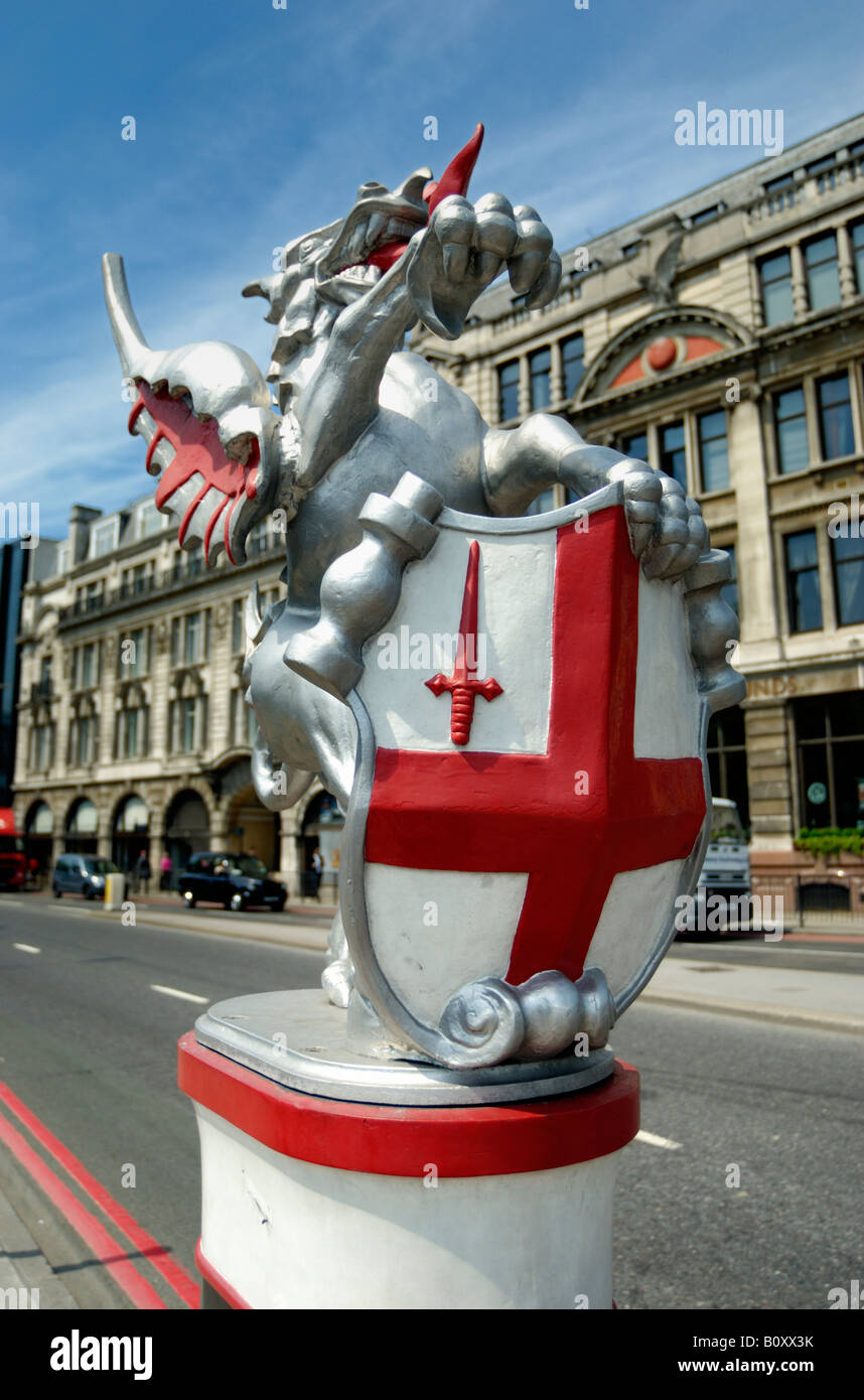 City of London Dragon with St George cross statue Stock Photo