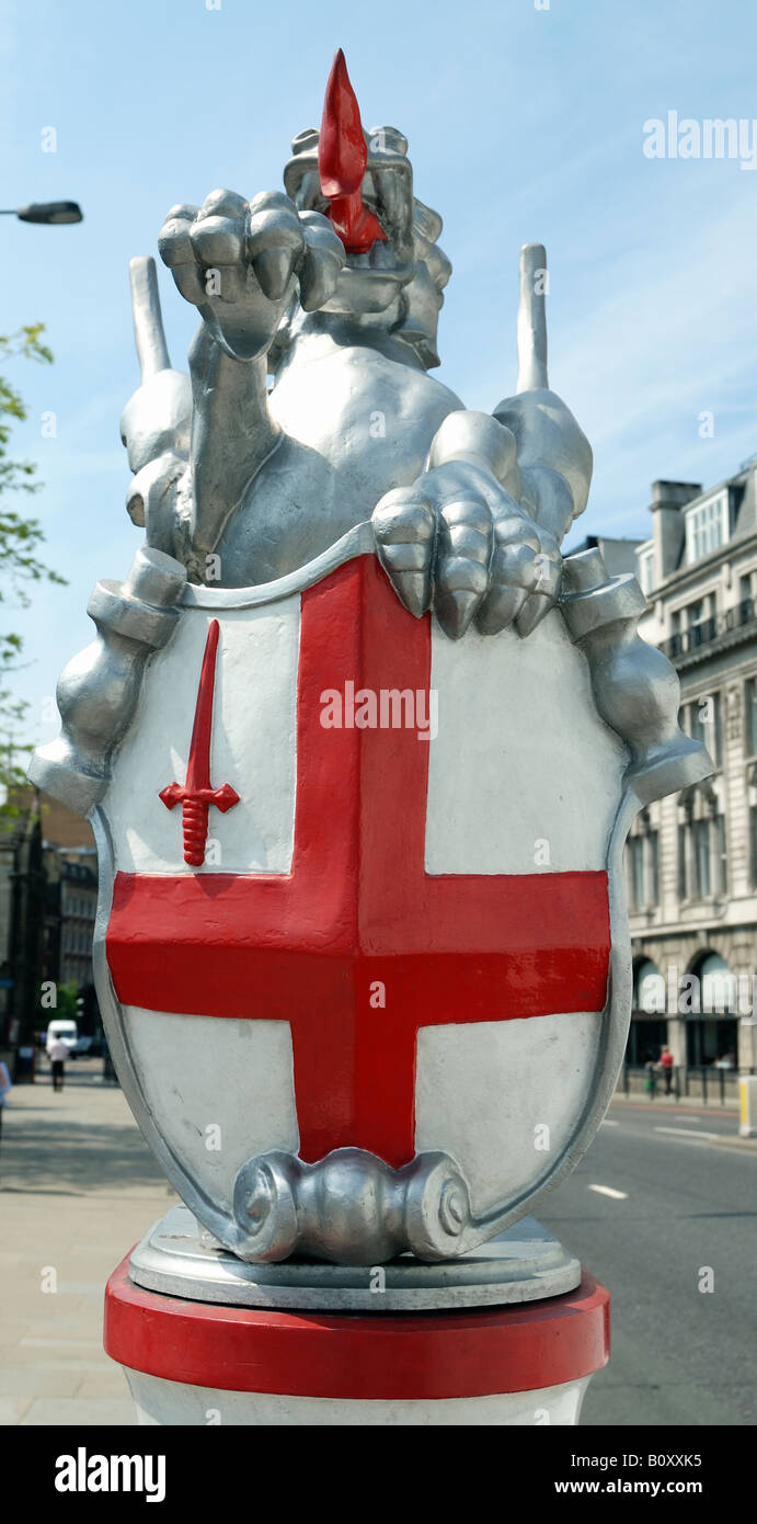 City of London Dragon with St George cross statue Stock Photo