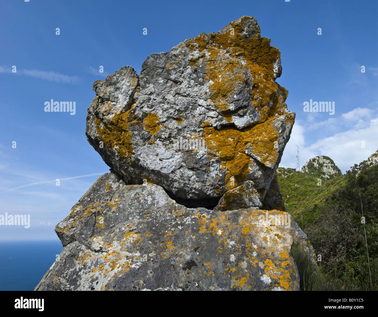 view of a big rock on the circeo promontory Stock Photo