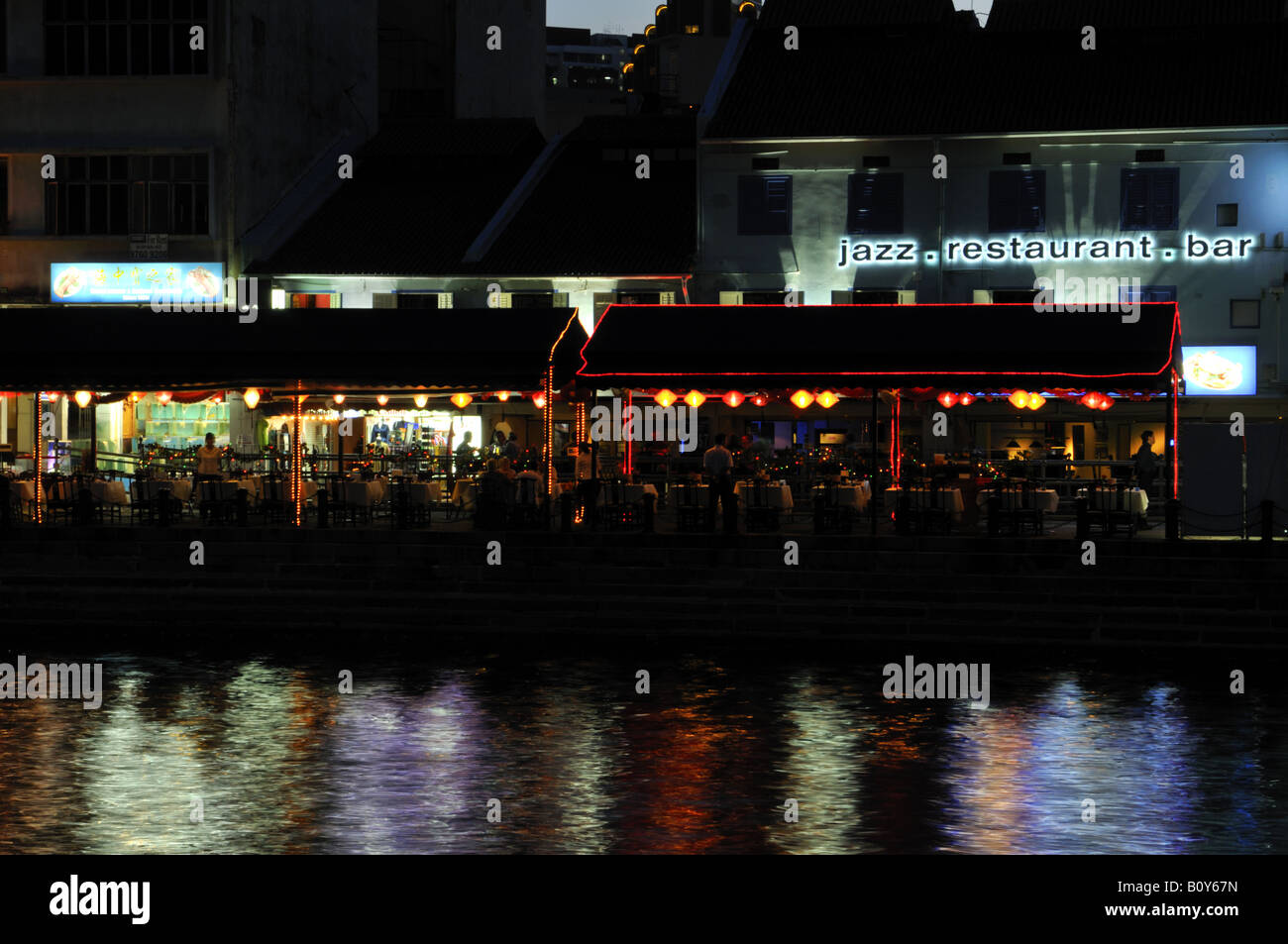 Restaurants on Boat Quay by Singapore River Stock Photo Alamy