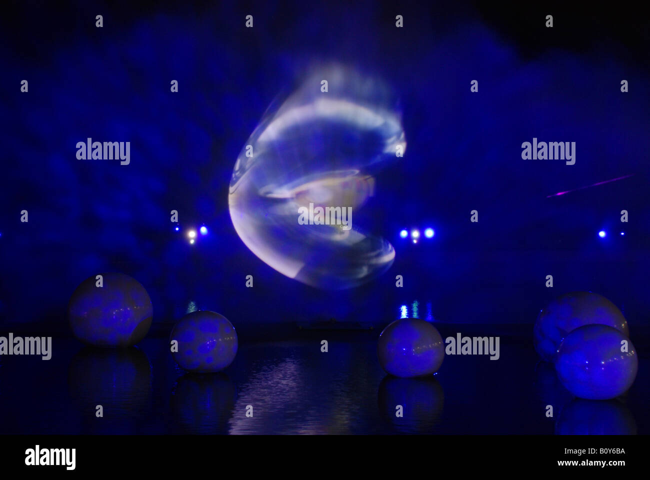 Projection effects on aqua screen Putrajaya Lake Malaysia Stock Photo Alamy