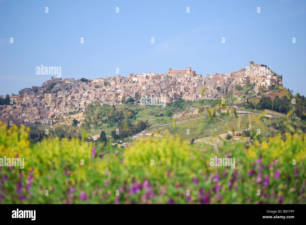 Hilltop village, Enna, Enna Province, Sicily, Italy Stock Photo