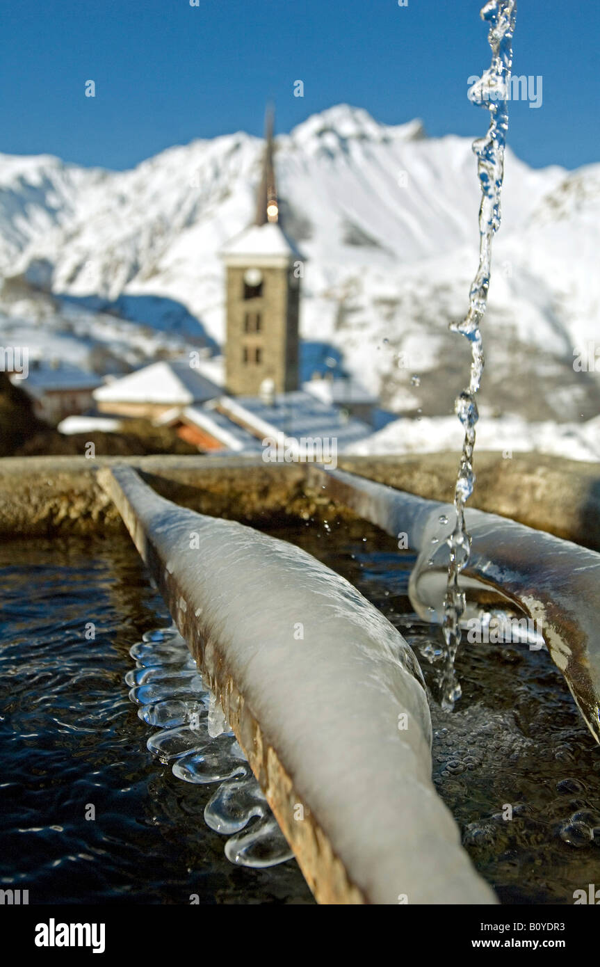 Natural Spring France water spring in village of Saint de Belleville, France, Alps Stock ...