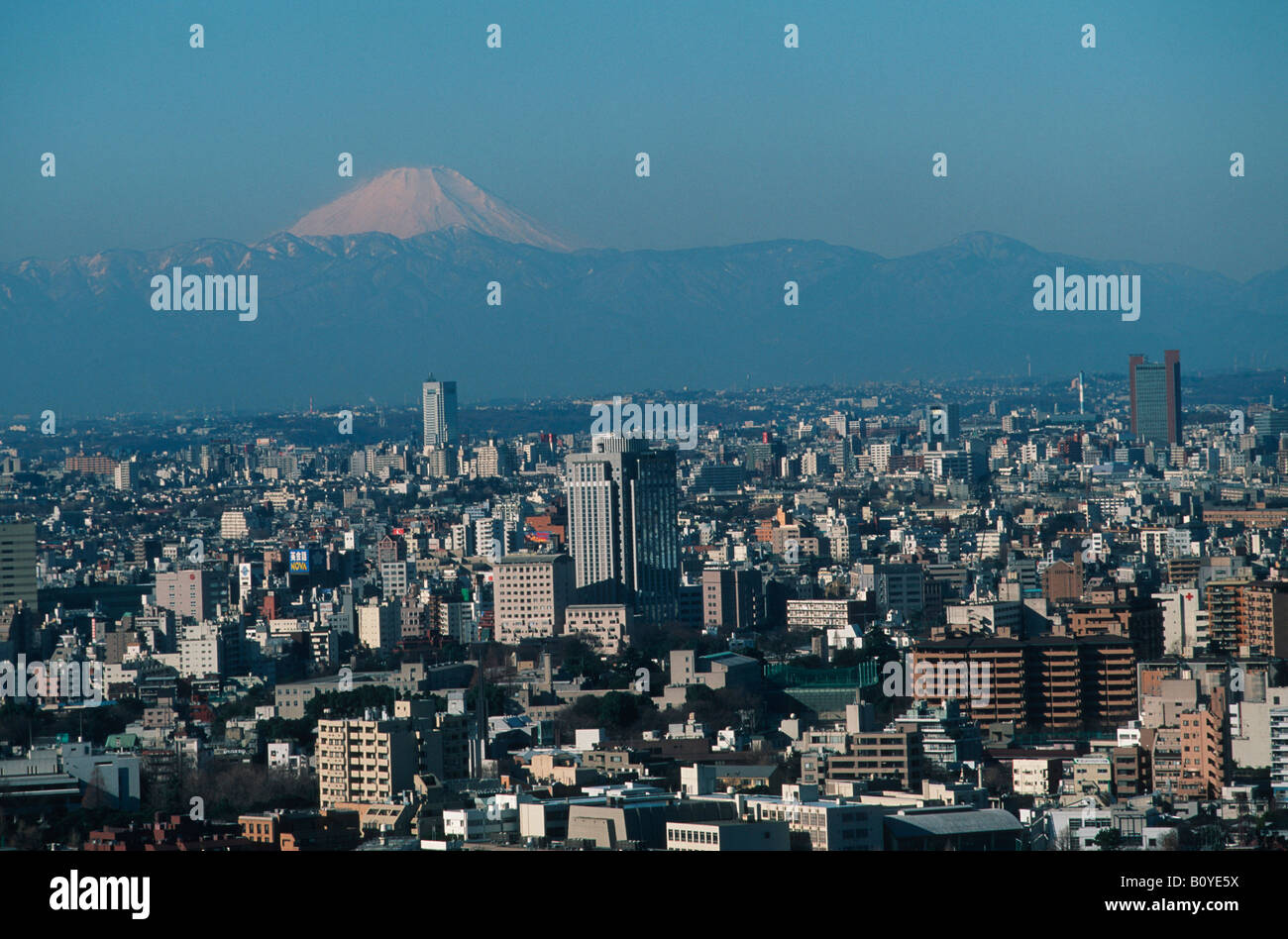 skyline of Tokio, Mount Fuji in background, Japan, Tokio Stock Photo
