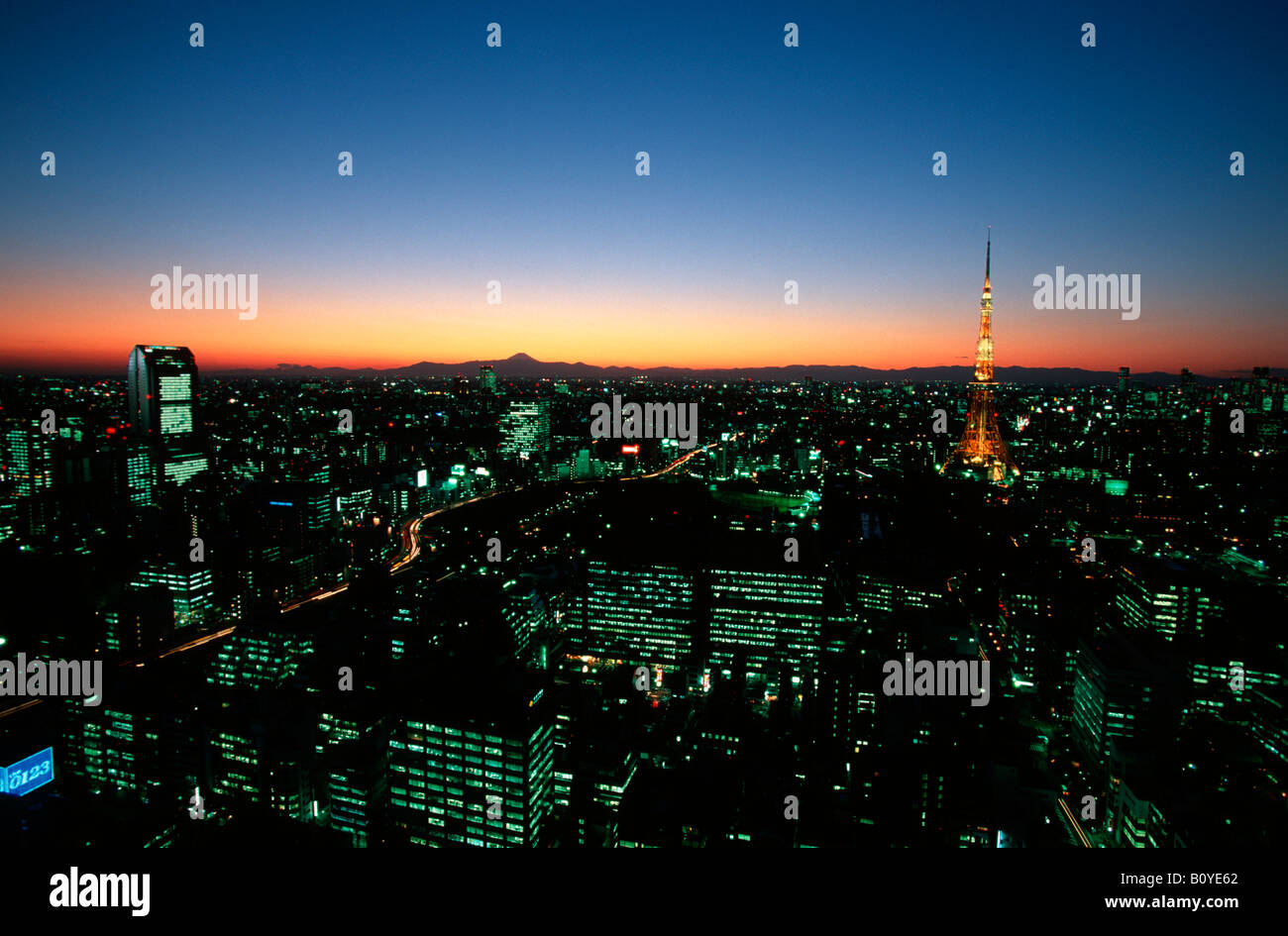 skyline of Tokio with Tokyo Tower, Shinjuku Area, Japan, Tokio Stock Photo