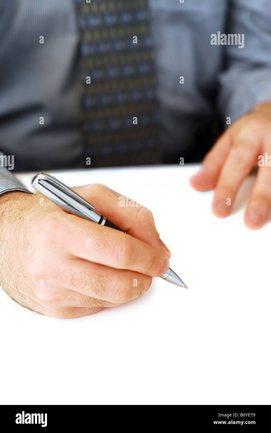 Closeup of businessman s hands on white background holding a pen Stock ...
