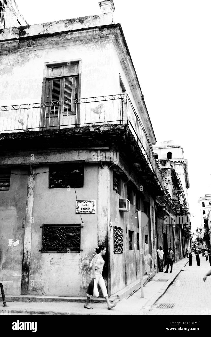 Old Havana, “Habana” street Stock Photo