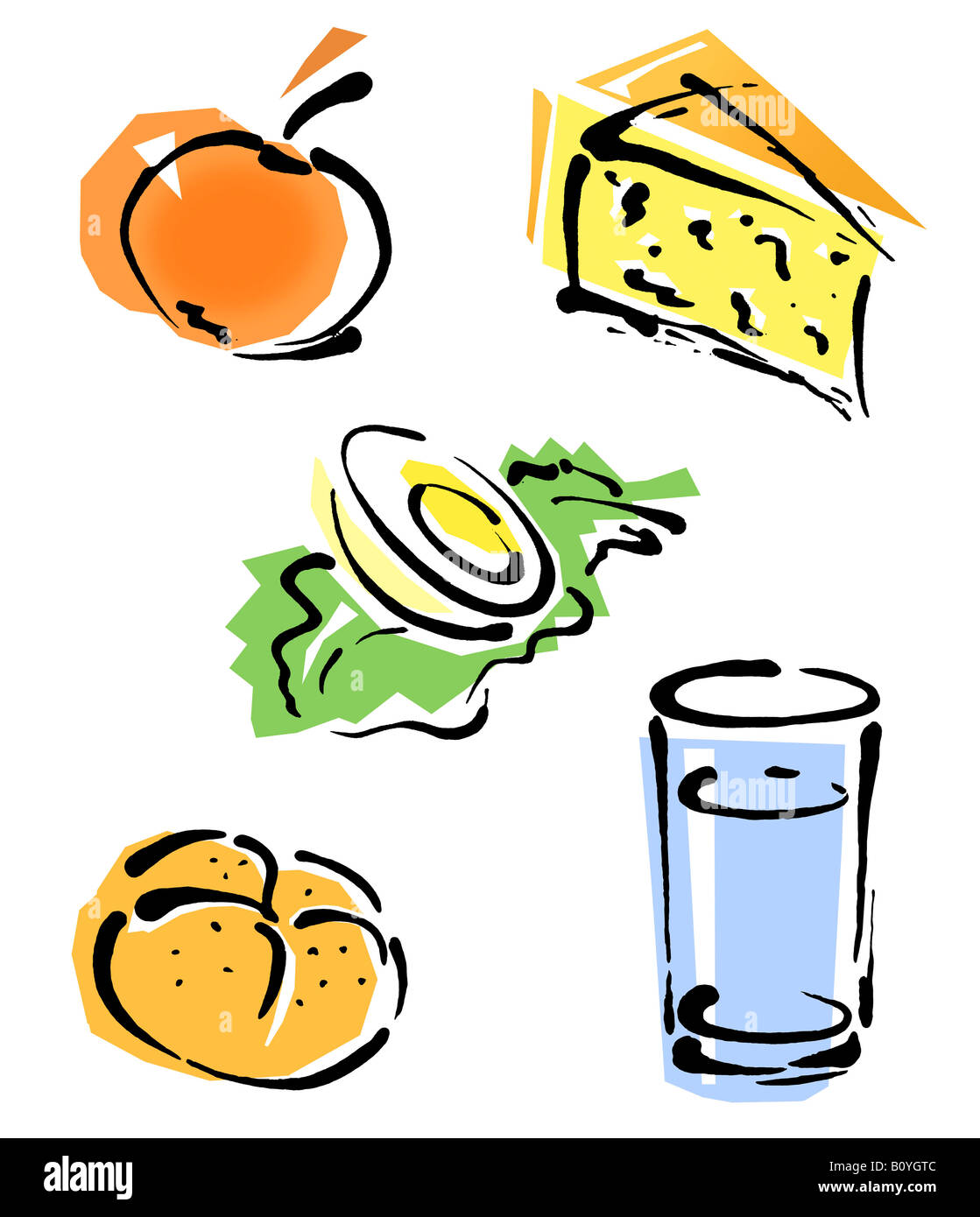 Basic foods, illustration Stock Photo