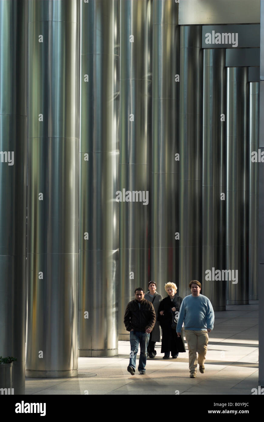 Colonnades in the Canary Wharf business district, East London Stock Photo
