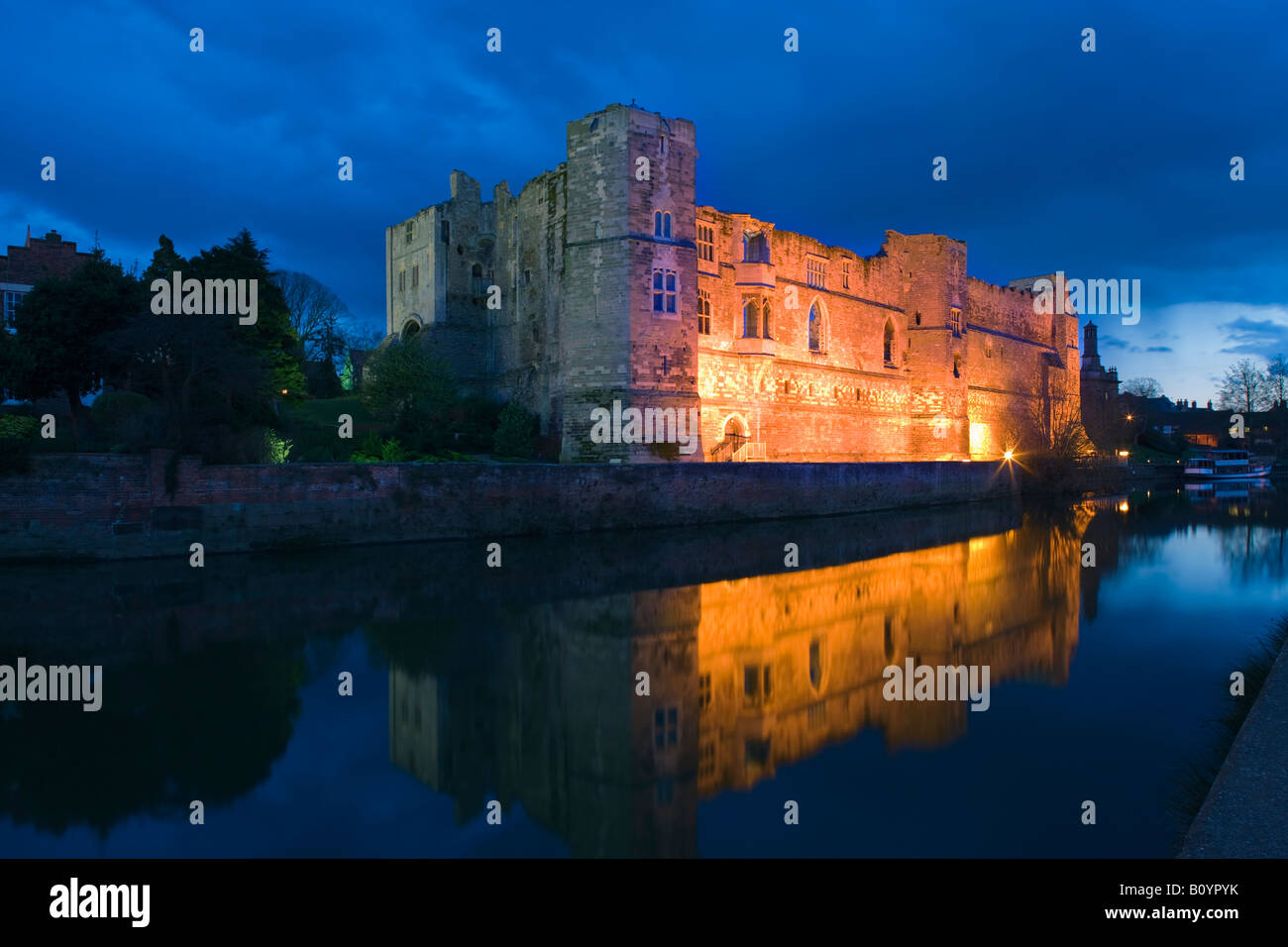 Newark Castle River Trent Newark Nottinghamshire England at twilight Stock Photo