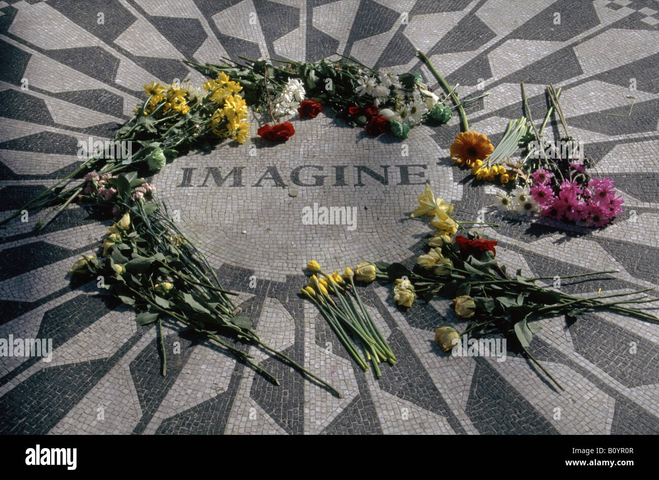 Central Park Imagine memorial to John Lennon Strawberry Fields    NEW YORK USA Stock Photo