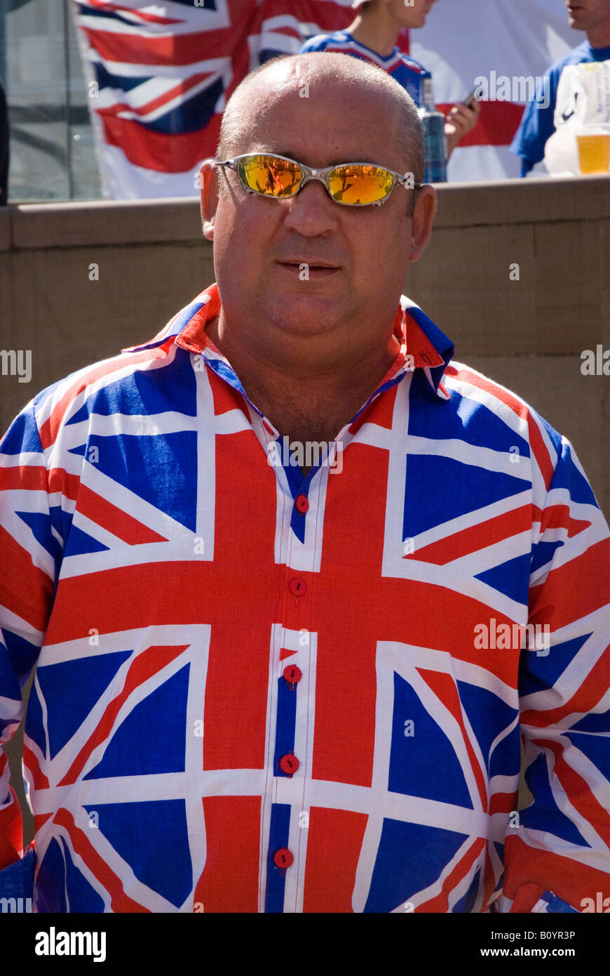 Glasgow Rangers fan in Manchester for the UEFA Cup Final Rangers 0 Zenith  St Petersburg 2, 14th May 2008 Stock Photo - Alamy