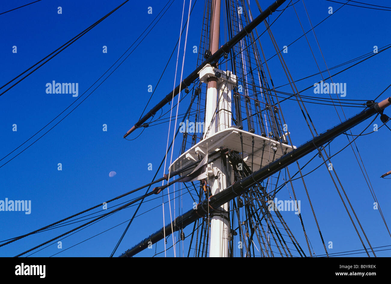 Rigging of USS Constitution Historic Ship Stock Photo