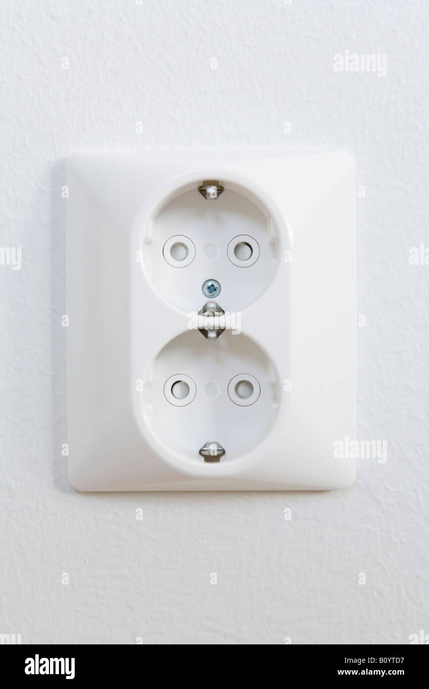 European type grounded wall socket Stock Photo Alamy