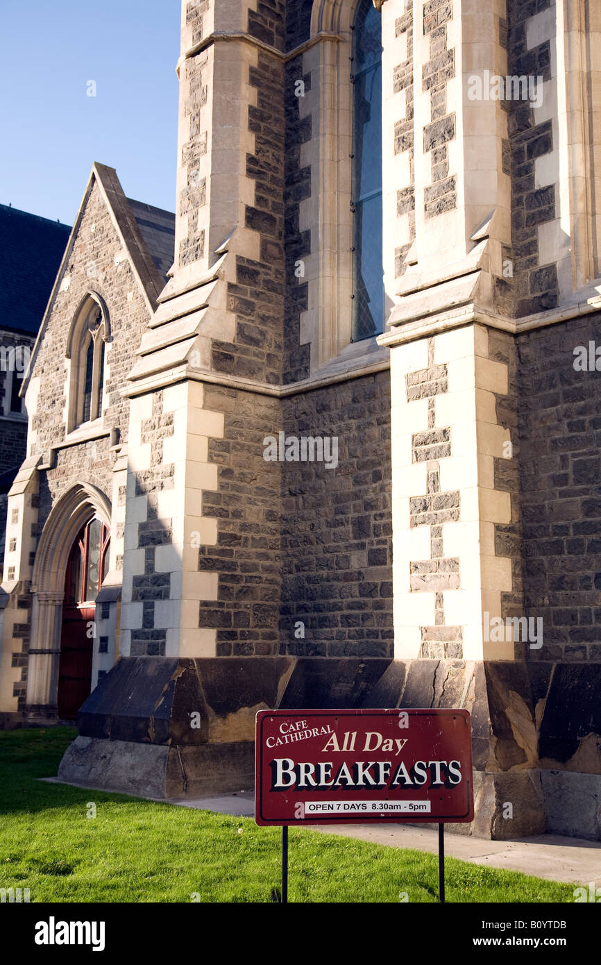 cafe at christchurch cathedral,new zealand Stock Photo