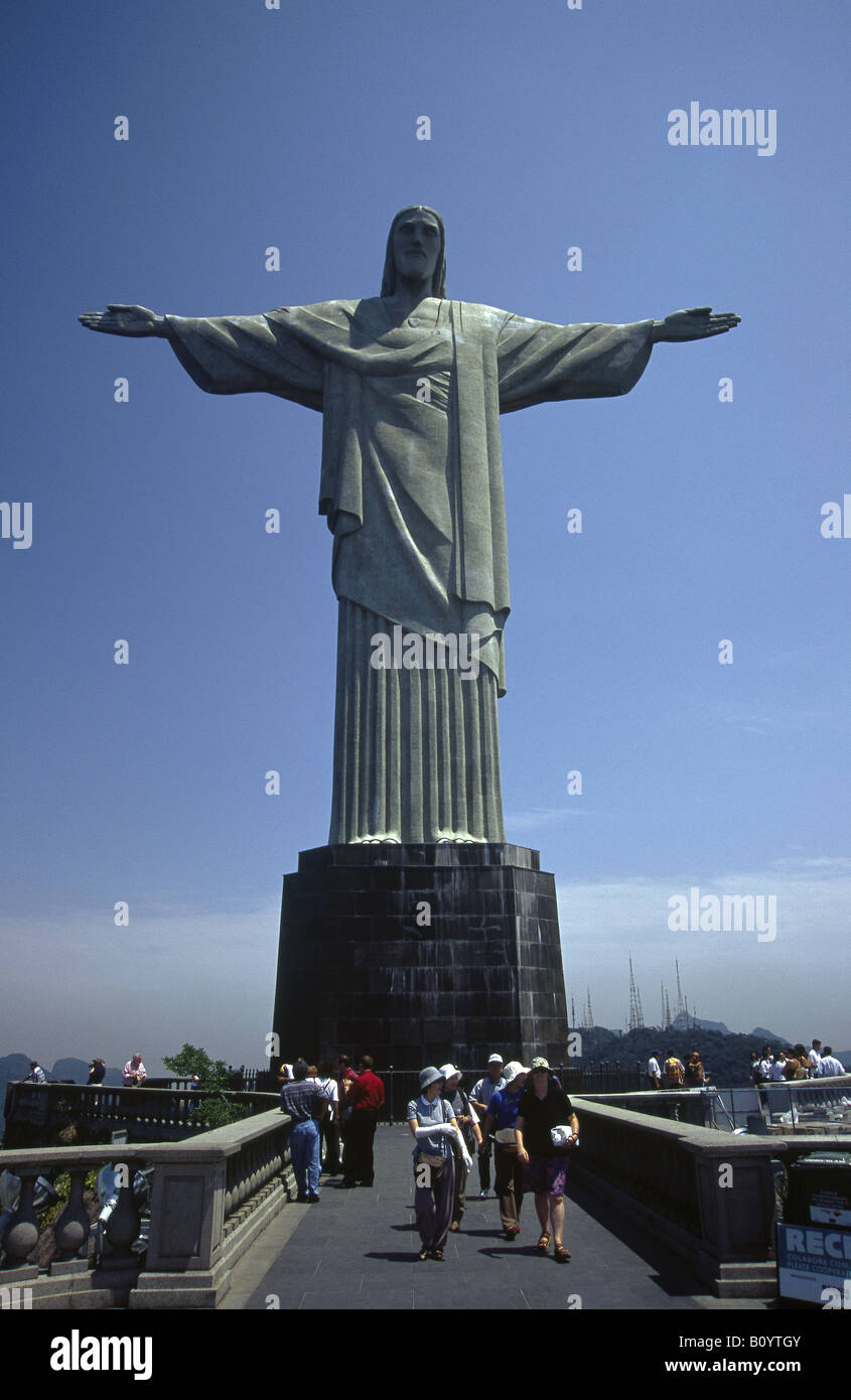 Christ the Redeemer statue Corcovado Huge statue above city Arms