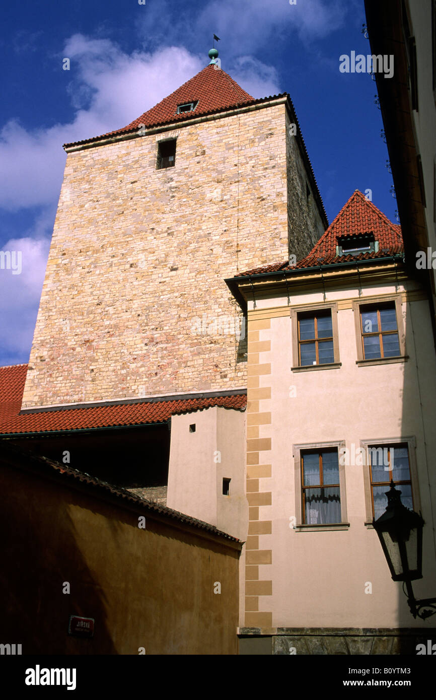 czech republic, prague, castle, the black tower Stock Photo Alamy