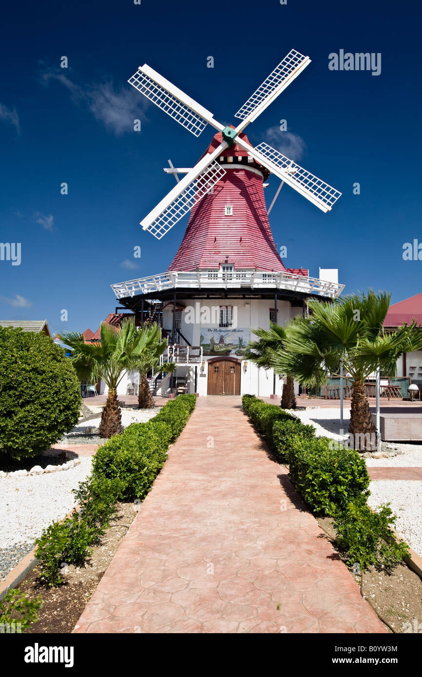 Low Angle View of the Old Dutch Windmill Restaurant Aruba Stock Photo