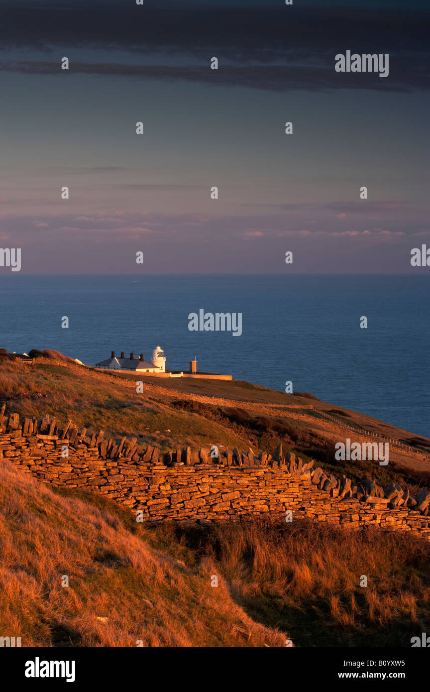 The lighthouse, Anvil Point, Durlston Country Park, Swanage, Dorset, UK, in late afternoon light in winter Stock Photo