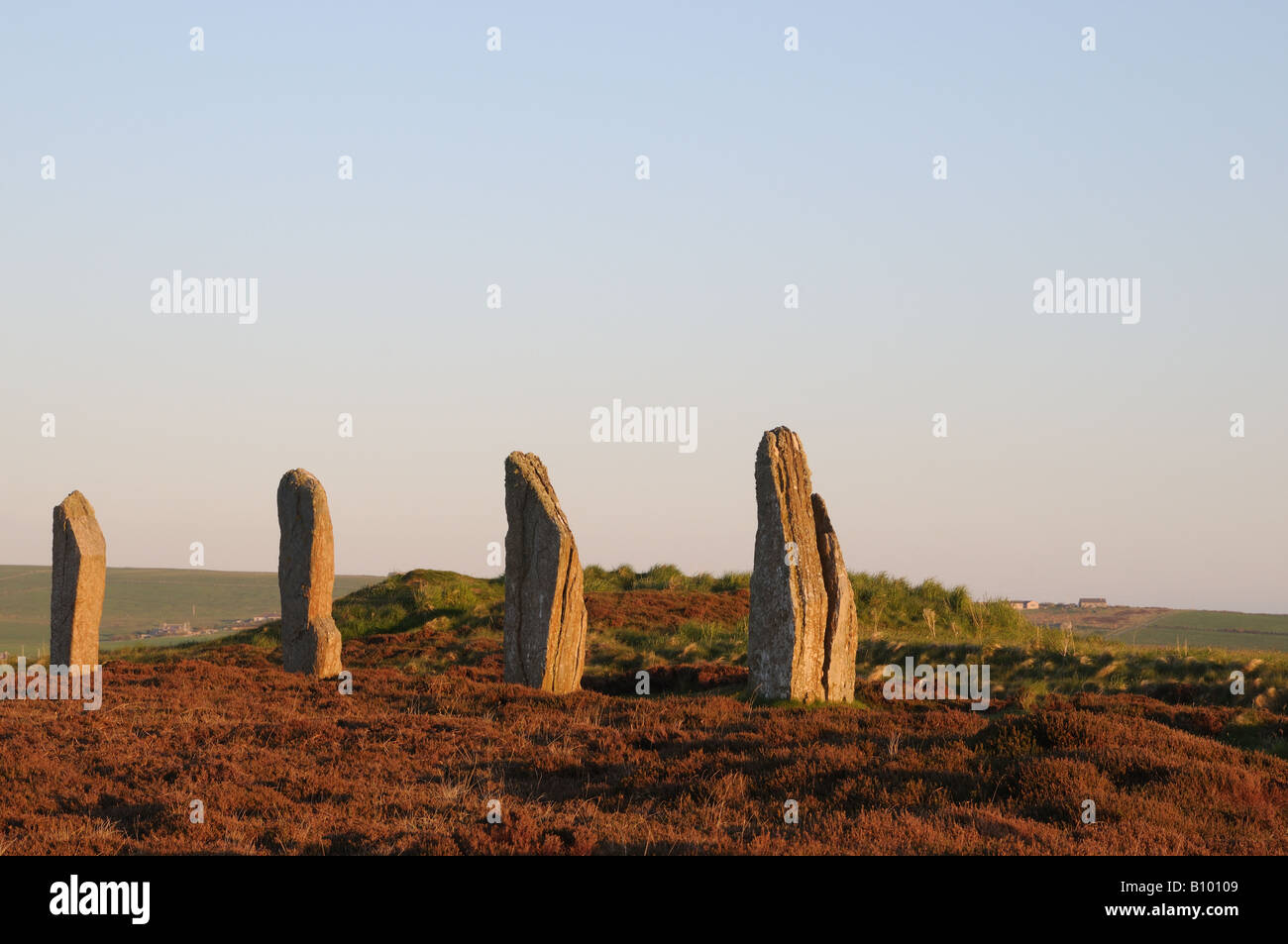 The Ring of Brodgar on Orkney Island, Scotland. There were originally 60 stones surrounded by a ditch. Stock Photo