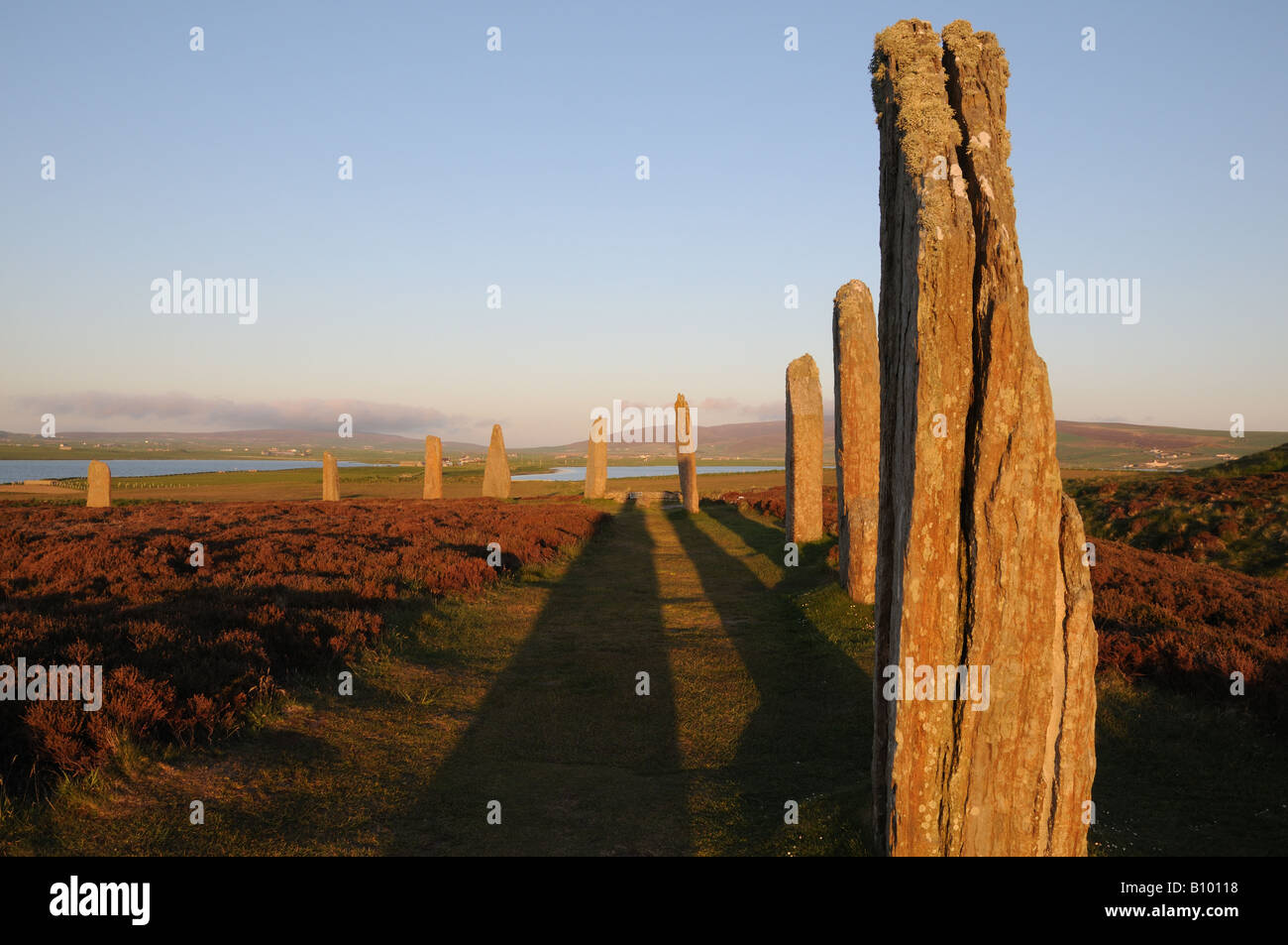 The Ring of Brodgar on Orkney Island, Scotland. There were originally 60 stones surrounded by a ditch. Stock Photo