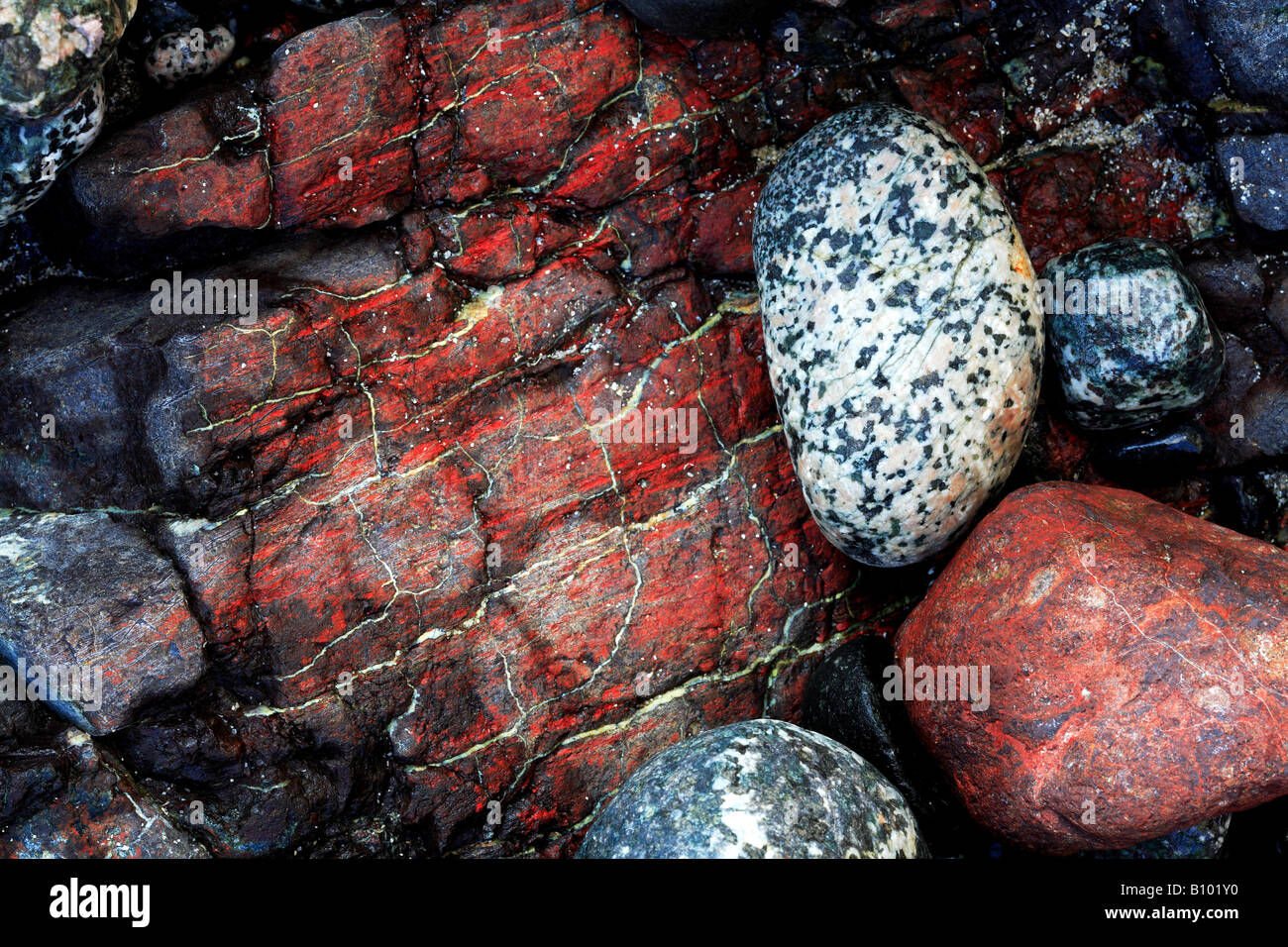 Red Rocks & Speckled Pebble Stock Photo