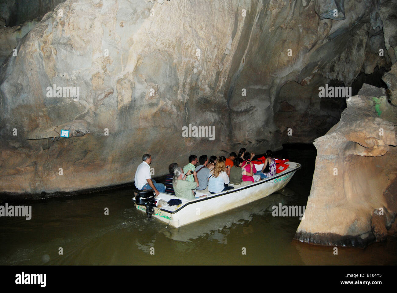 Boat tour of the Cueva del Indio Indian cave not far from Vinales Stock Photo