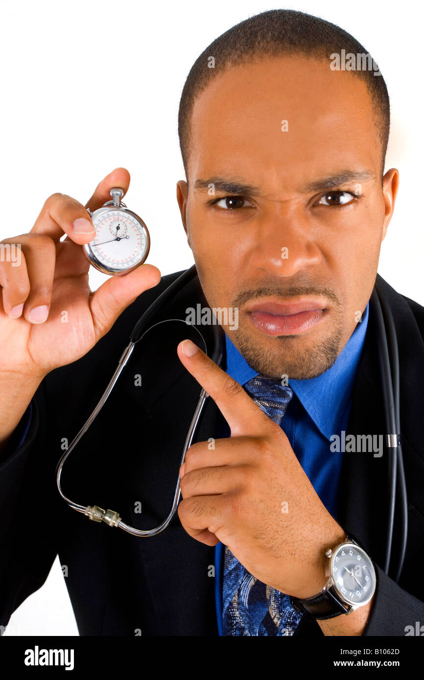 Its time to check your health. Dr holds a stopwatch Stock Photo Alamy