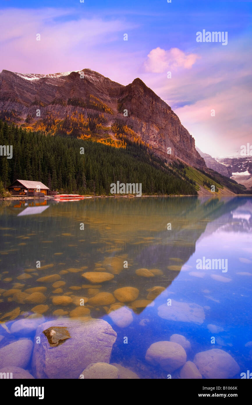 Cabin On Lake Louise Alberta Canada Stock Photo 17829915 Alamy