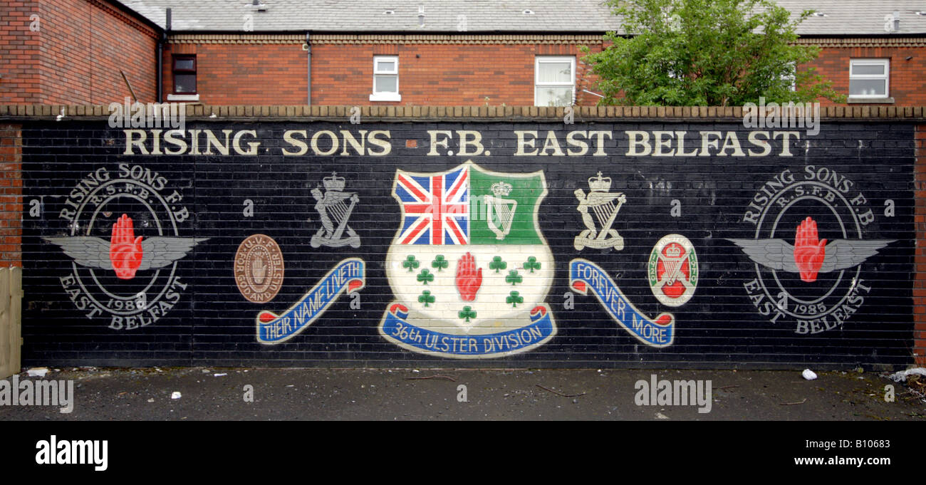 Part of Mural painted by protestant loyalists in East Belfast Northern Ireland Stock Photo