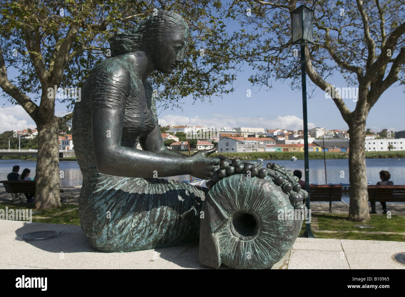 'Renda de Bilros' statue, Vila do Conde, Portugal Stock Photo
