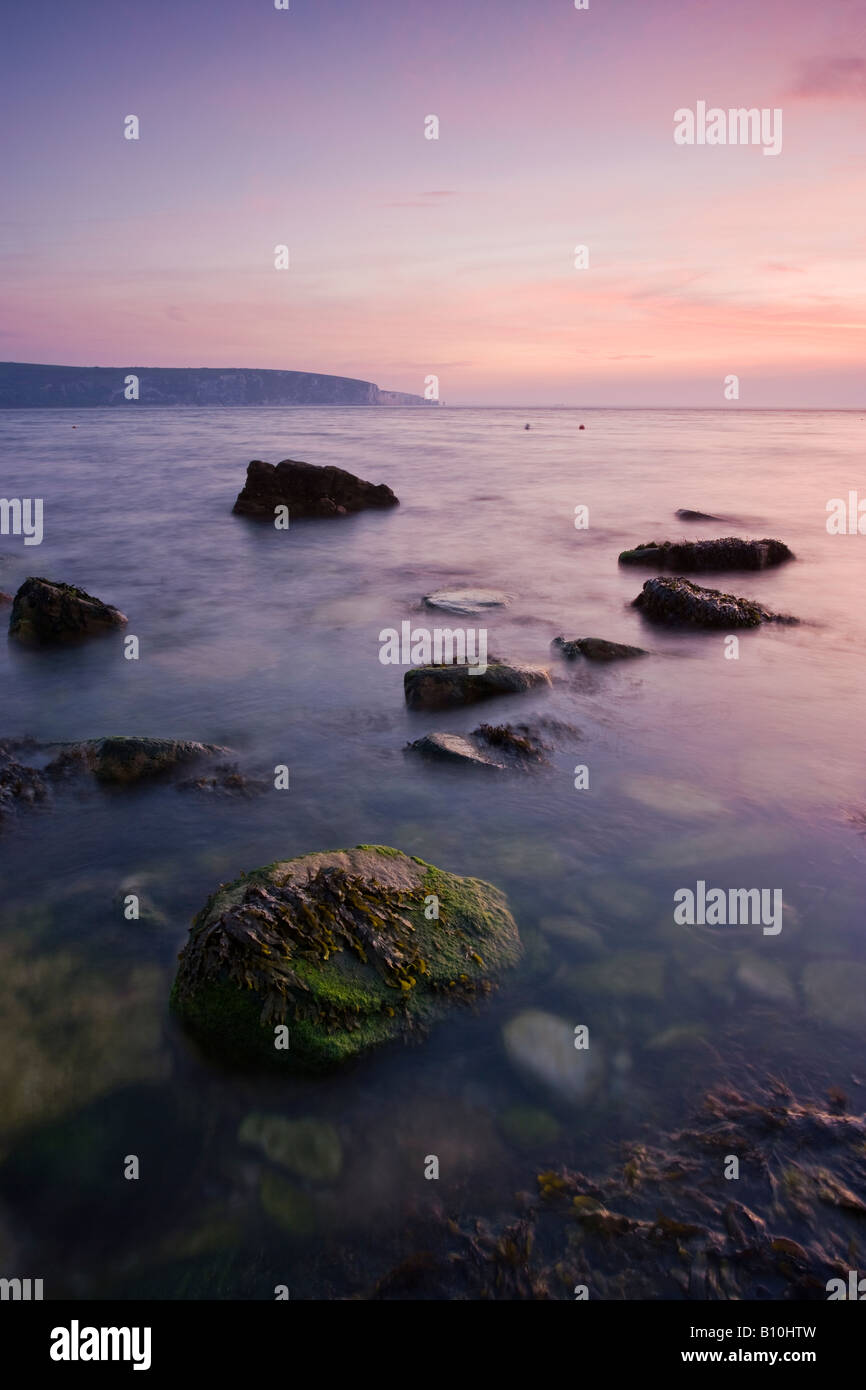 Swanage Bay at dawn, Dorset, UK Stock Photo Alamy
