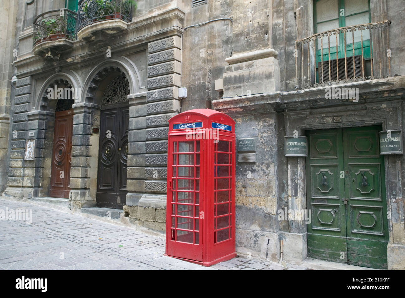 British Heritage in Malta Red Telephone Booth, Valletta Stock Photo