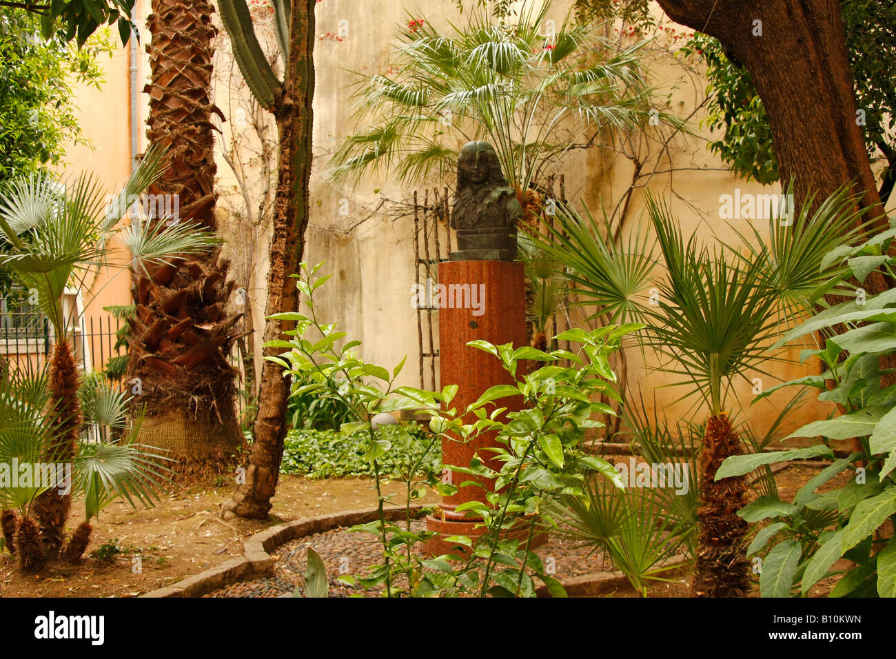 small garden at Maison Bonaparte Napoleons birthplace in Ajaccio Corsica France Stock Photo