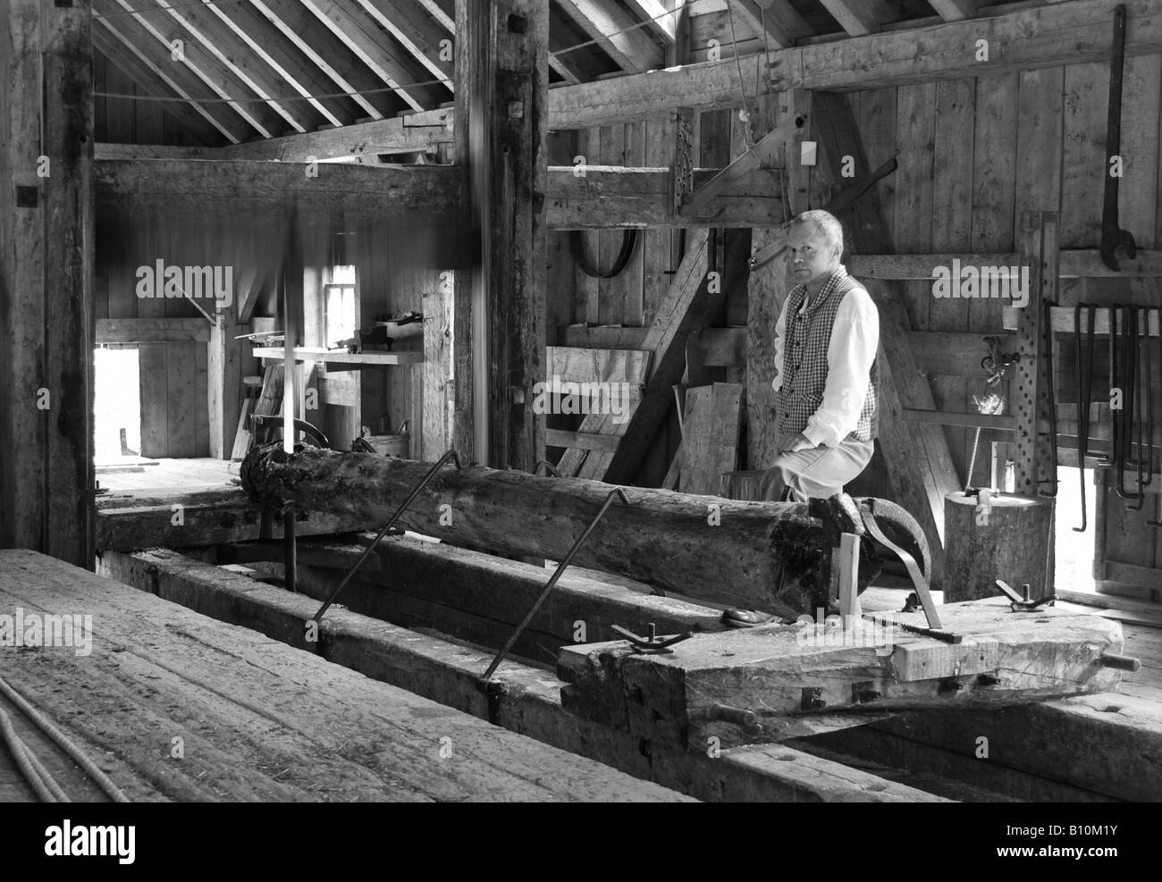 The interior of the historic sawmill at King's Landing Historic Settlement, near Fredericton